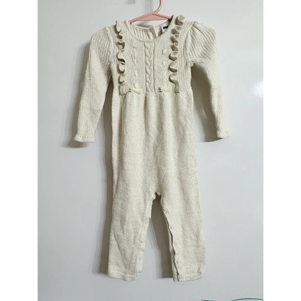 Janie & Jack  12-18months Knit Gold And Cream‎ One Piece Outfit